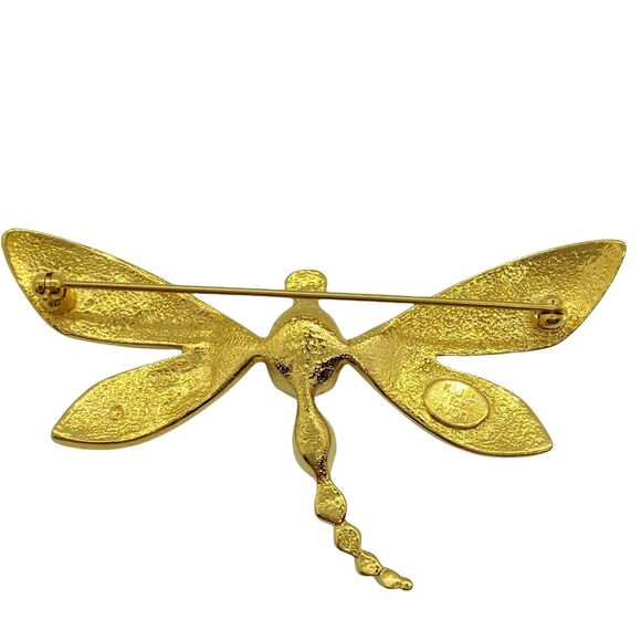 Dragonfly Brooch Pin Vintage Kenneth J Lane For Avon Womens Gold Tone C Clasp - Picture 2 of 14